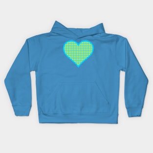 Yellow and Blue Gingham Heart Kids Hoodie